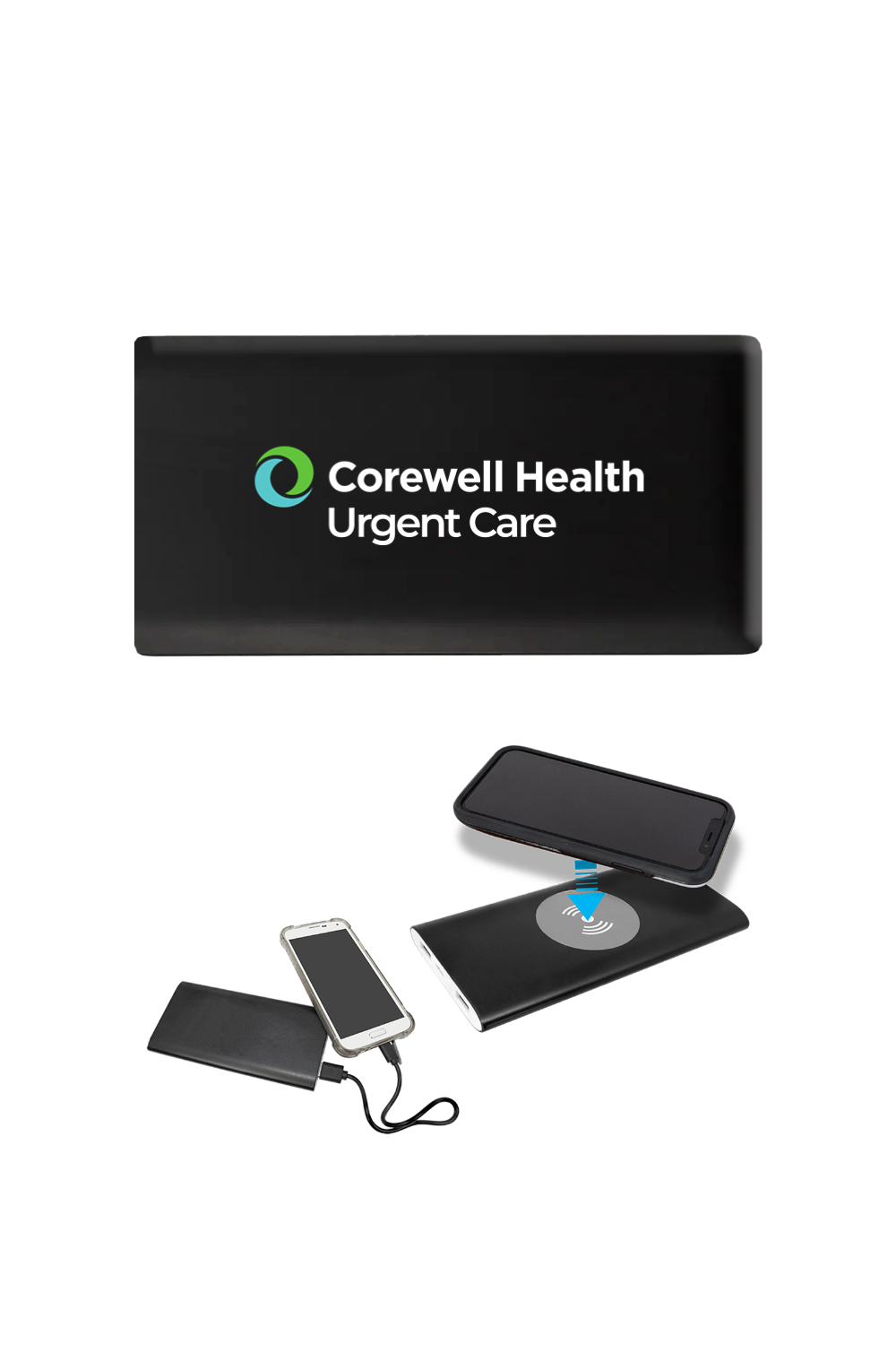 Corewell Health Power Bank & Wireless Anodized Aluminum Charger